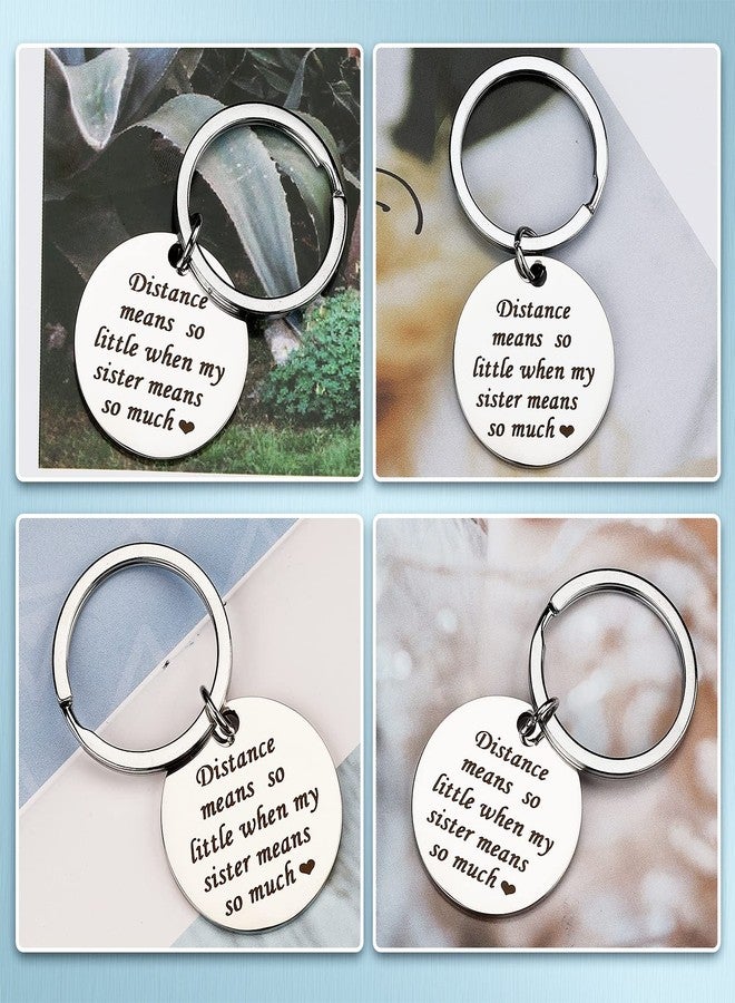 PLwelth Sister Keychain Gift from Sister Long Distance Leaving Going Away Apart Sisters Keychain Cute Funny Engraved Stainless Steel Key Ring Birthday Christmas Charm Pendent Jewelry Present - Image 3